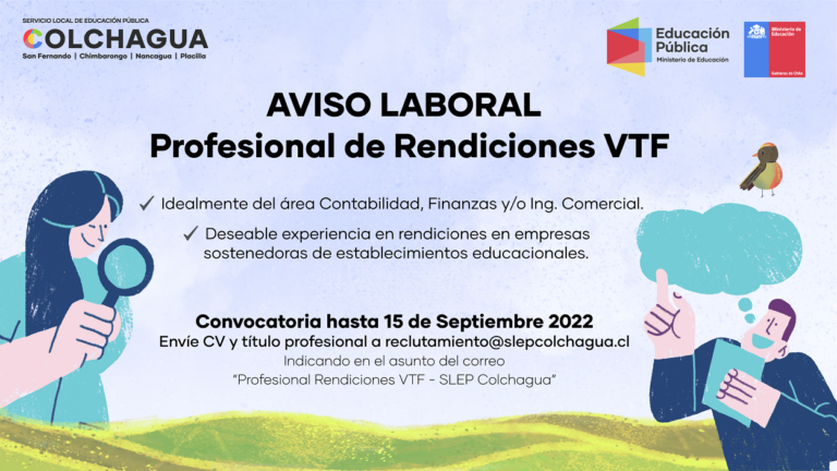 Se abre concurso para Profesional de rendiciones VTF de SLEP Colchagua